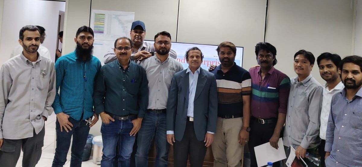Engineering team gathered with the trainer after a training program
