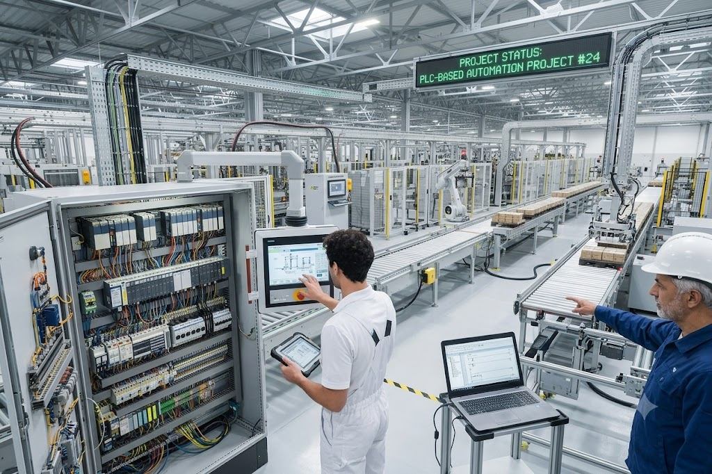 PLC-based automation project on a modern factory floor